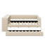 Lit plateforme double tapissier pleine grandeur avec tablettes de rangement, bureau, station de charge et lit gigogne-1291572535