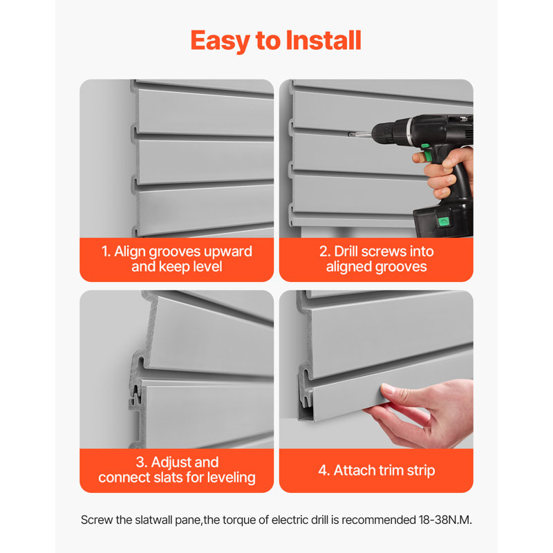 4 x 4 ft Slat Wall Panelling MDF Garage Slatwall with Modular Design, Grey
