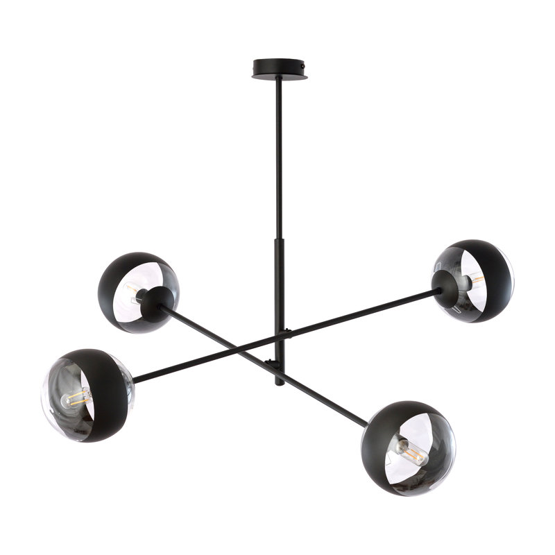 4 - Light Sputnik Chandelier, Transparent/Black