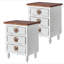 Table de bout Vintage Farmhouse avec boutons floraux - table de chevet rustique de 19 po avec 3 tiroirs et pieds de gourde, table de chevet ou de canapé, presque entièrement assemblée