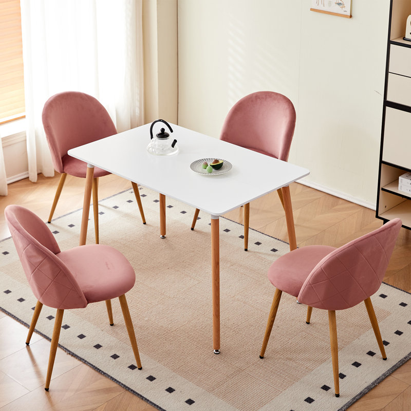 Mccaleb 43cm H Velvet Upholstered Metal Side Chair, Pink
