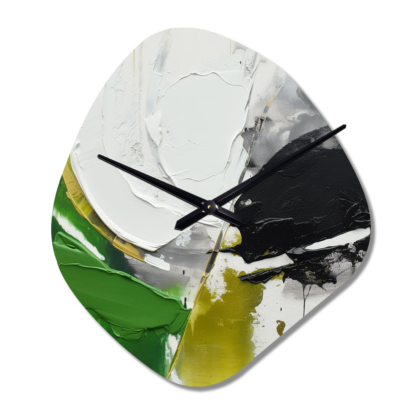 Green And Black Geometric Enchantment II - Nebula Shape Green Wall Clock - Unique Shape, Small