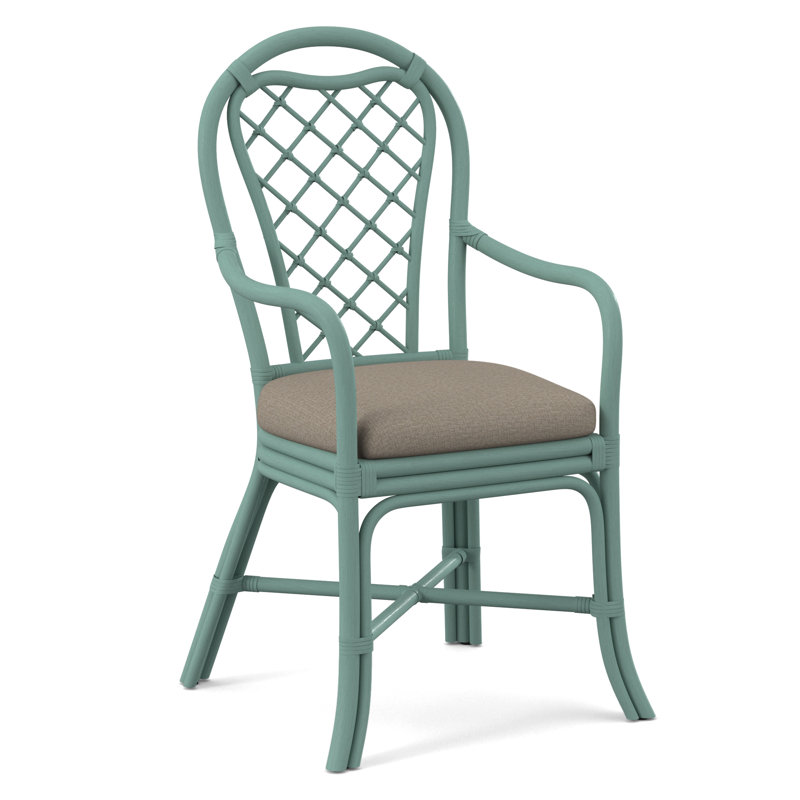 Trellis Dining Arm Chair, Beige Performance Fabric; 0851-73, Celery