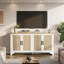 Buffet 62,5 x 15,75 x 31,50 po en bois d'ingénierie en rotin avec porte magnétique à 4 compartiments et console de télévision