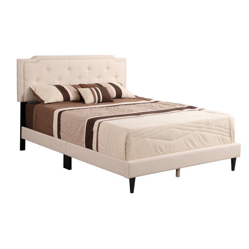 Upholstered Panel Bed, Queen, Beige
