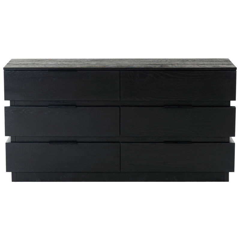 Titus 6 Drawer Stacked Dresser, Black