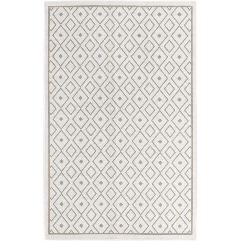 Tapis géométrique ivoire intérieur / extérieur, Rectangle 5 pi 3 po x 8 pi