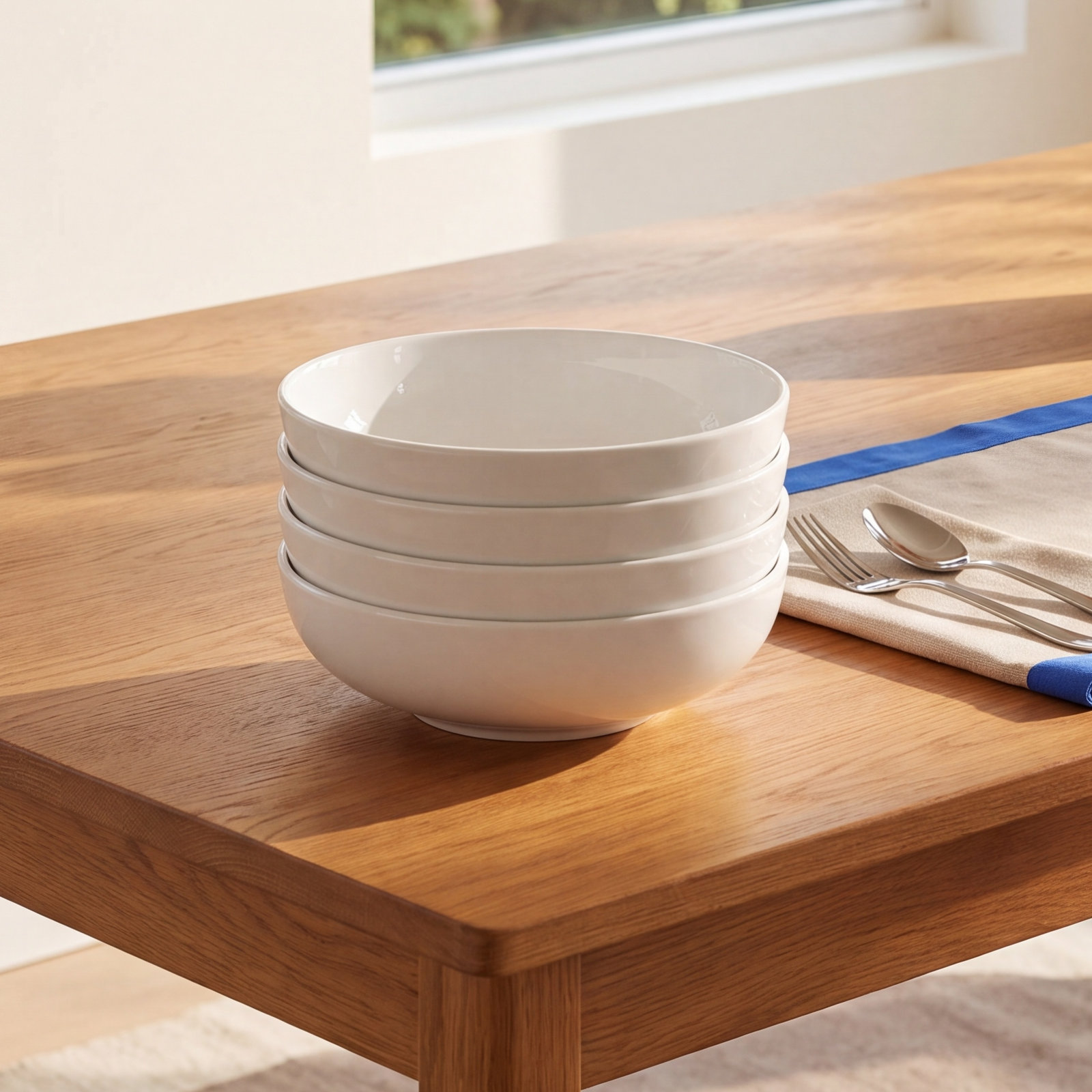 Stoneware Cereal Bowl, White Semi Matte