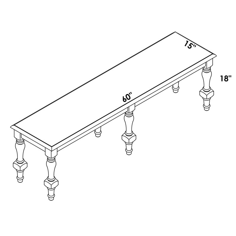 Austun 18" Height Solid Wood Bench, Ebony/Spice