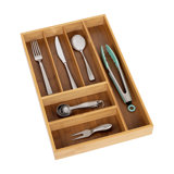 Bamboo Adjustable Flatware & Kitchen Utensils Drawer Organizer, 2"H x 11.75"W x 18"D