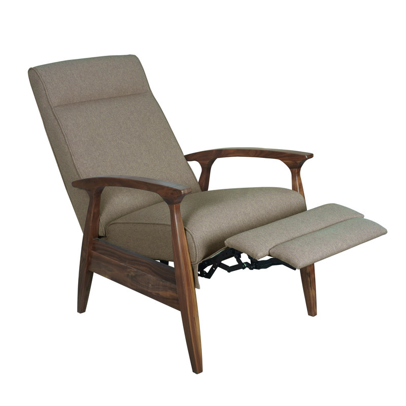 Fauteuil inclinable rembourré Piedmont, Gris, Bois de noyer