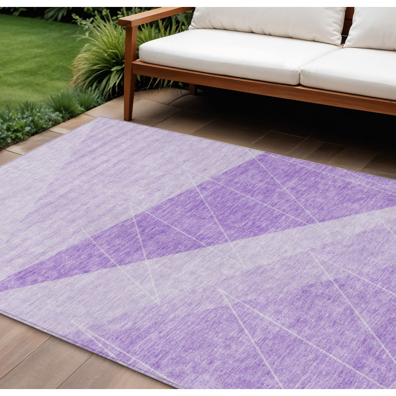 Tapis lavable à motif géométrique lavande et mauve 10 pi x 14 pi
