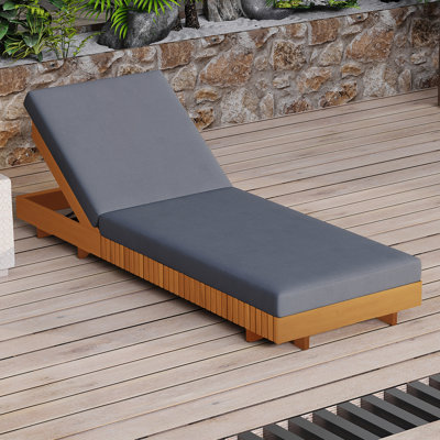 Lounge Chaise, Acacia Solid Wood With Lounge Cushion