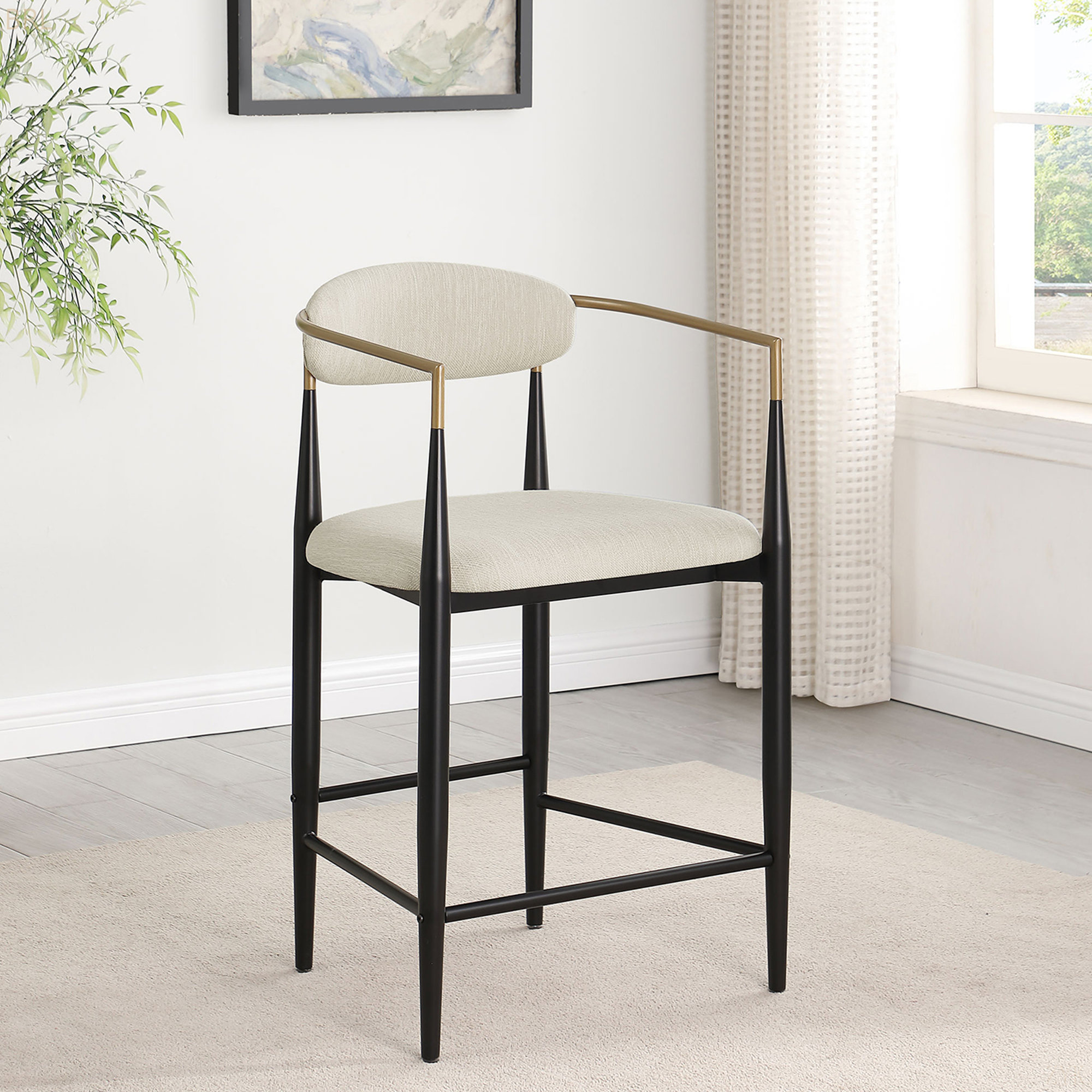 Hokku Designs Fabric Upholstered Counter Chair (2 Of Set) | Wayfair