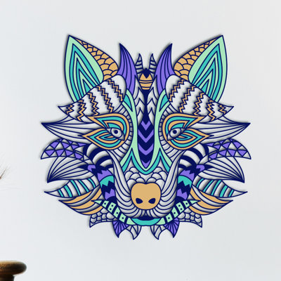 Colorful Wolf Metal Abstract Wall Art Decor for Living Room, New Home & Office, Housewarming Gift
