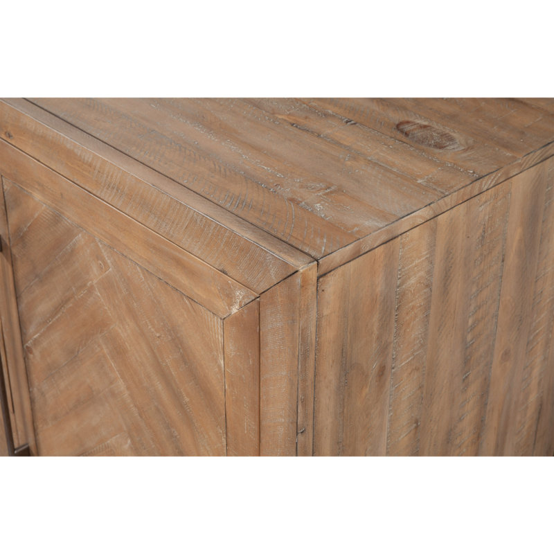 Aiden 62" Weathered Brown Pine Sideboard with Brass Hardware
