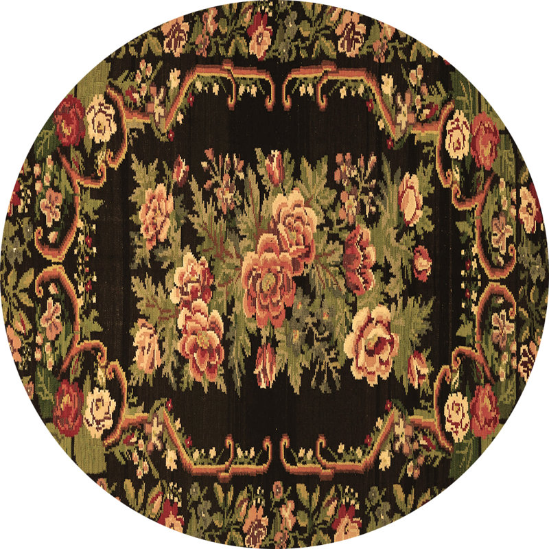 Tapis brun lavable à la machine Manucy Traditional 471, Rond 5 pi