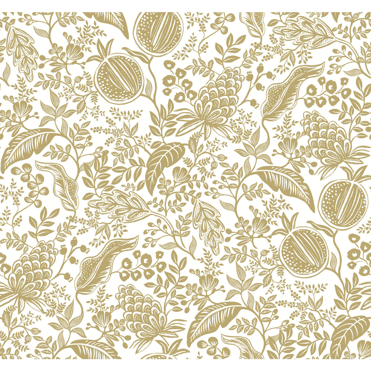Pomegranate Wallpaper Double Roll, White/Metallic Gold