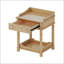 Table de chevet de style rétro avec tiroir et tablette ouverte, pieds tournés, poignée en métal pour le rangement et la présentation de la chambre à coucher