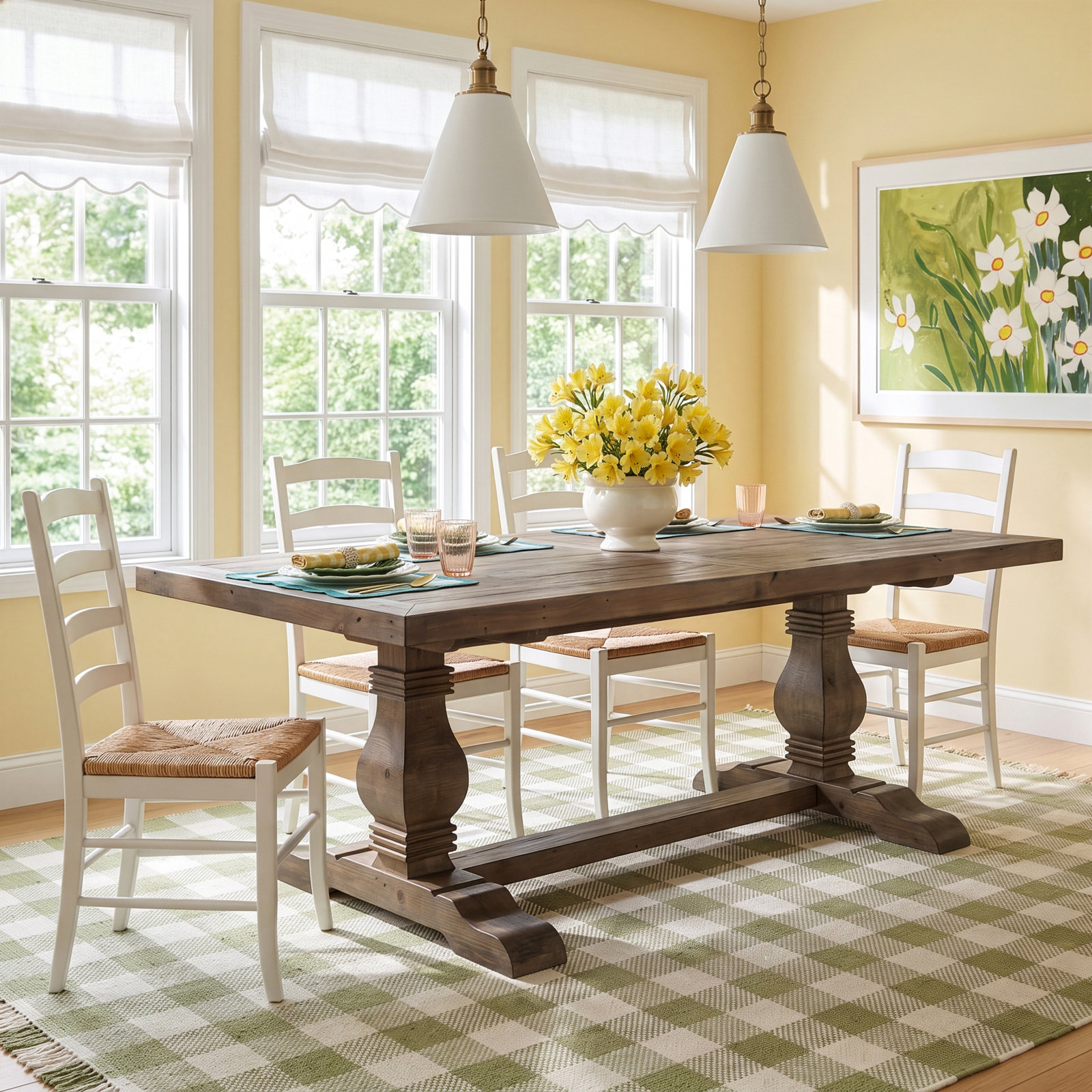 Kinston 78" Pine Dining Table, Distressed Brown