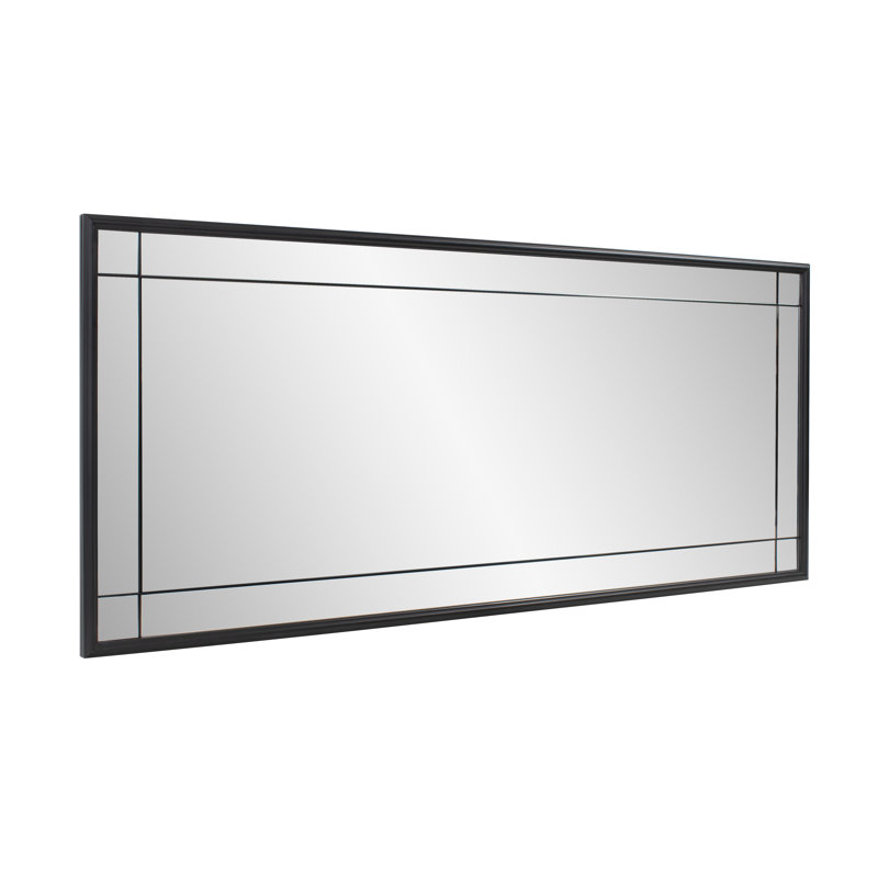 Miroir mural rectangulaire en métal, H 70 po x l 30 po, Noir mat
