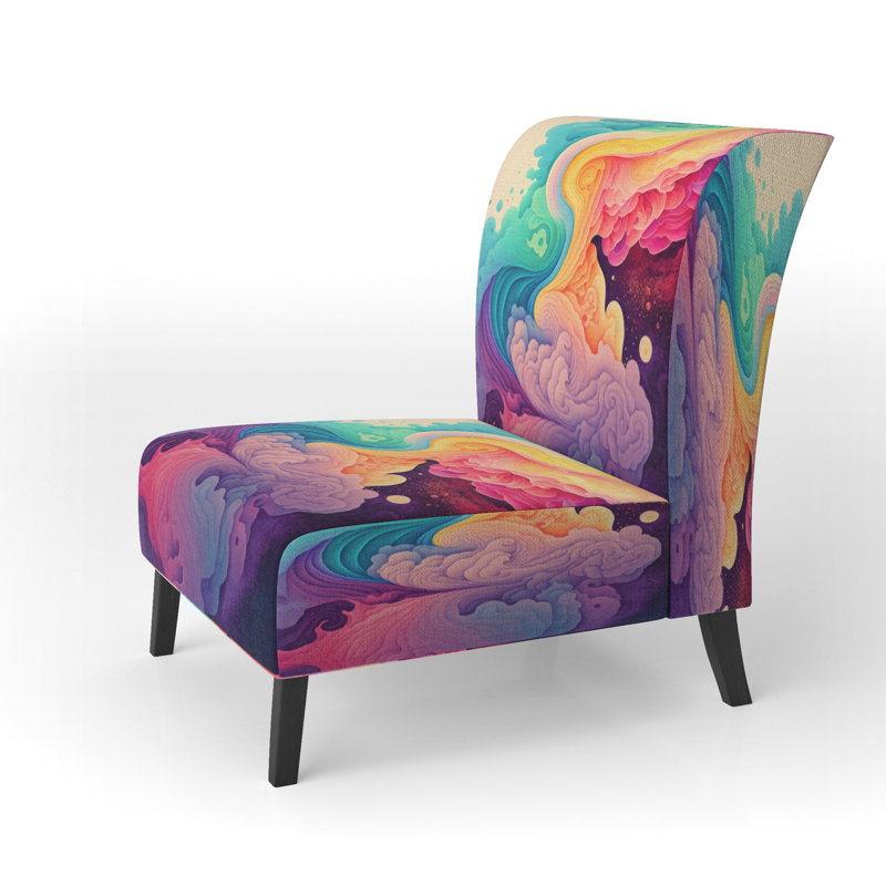 Multicolore Swirly Clouds V - Fauteuil de chambre rembourré moderne, fauteuil d'appoint à motif en spirale