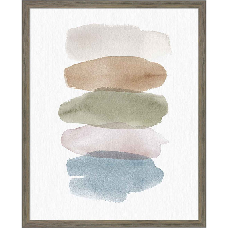 Natural Swatches Abstract Print with Distressed Grey Frame