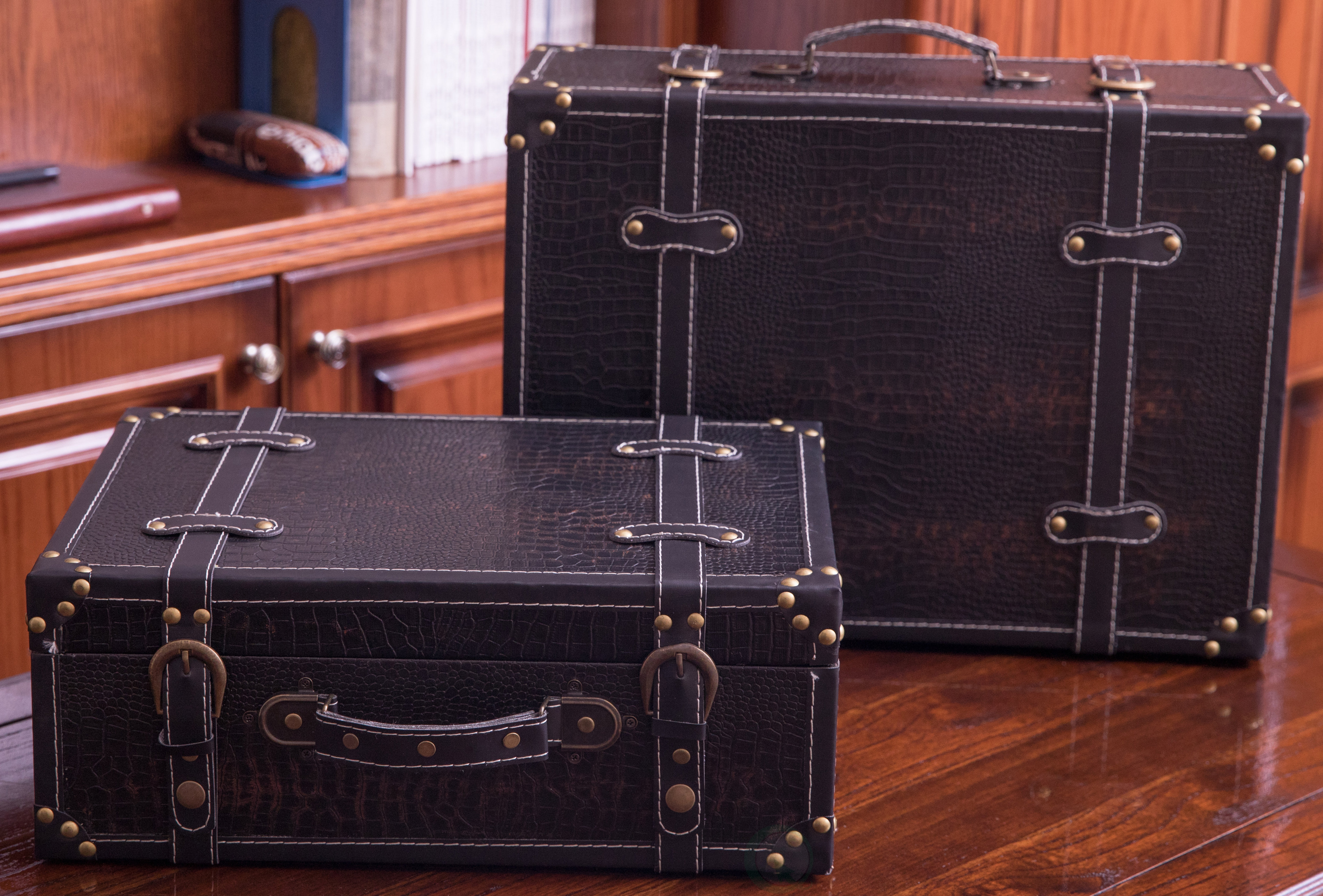 Quickway Imports Antique Style 2 Piece Trunk Set with Strap & Reviews ...