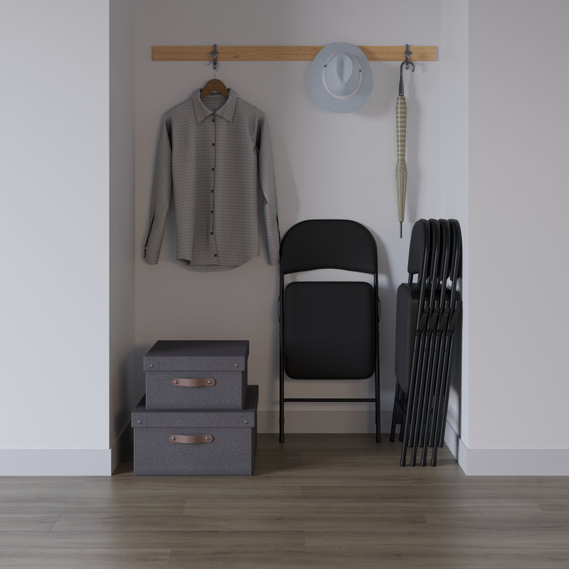 Padded Fabric Padded Folding Chair, Black