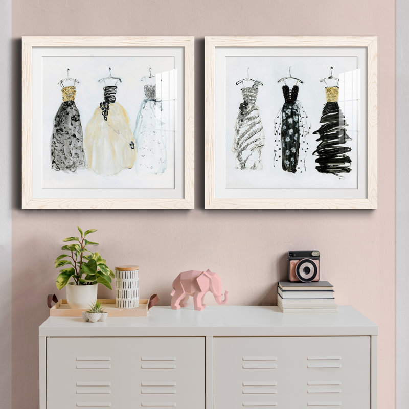 Bling Night out I - ensemble de 2 peintures encadrées, H 35,5 po x l 71 po x P 1,5 po, Cadre blanc