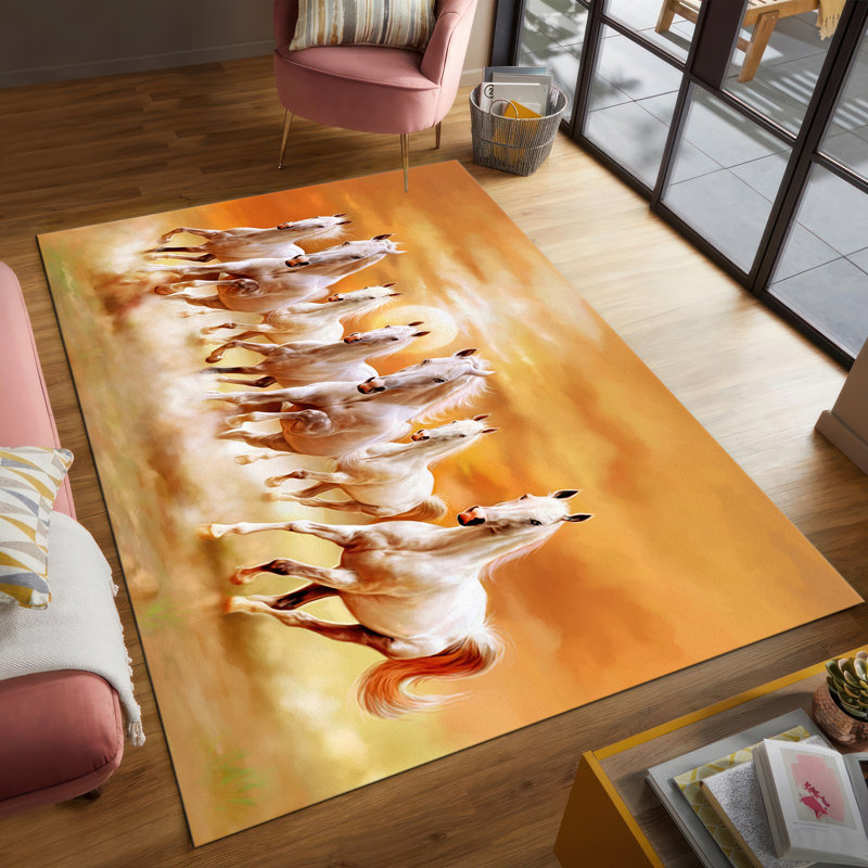 Eye-Catching Non Woven Thin Type Printed Rug with Abstract Splash Design in Vibrant Colors, Rectangle 1'7" x 2'3"