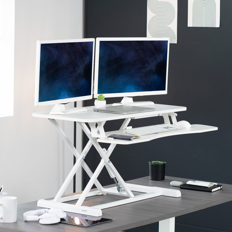 VIVO Height Adjustable Standing Desk Converter (DESK-V000K Series), 36", White/White