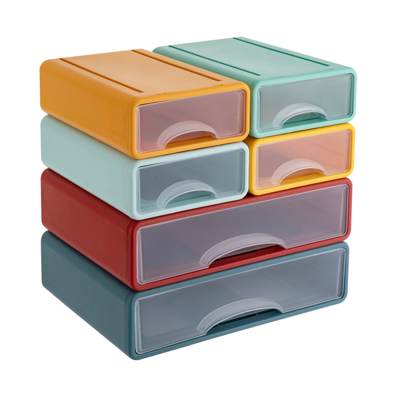 Loore Free Stackable Desktop Drawer Organizer, Blue/Green/Yellow/Red