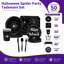 Ensemble de fournitures de fête jetables Happy Halloween, ensemble de vaisselle 351 pièces noir et blanc, assiettes en papier, serviettes de table, tasses, fourchette et cuillère en plastique et nappe, décoration de table effrayante pour les événements intérieurs et extérieurs