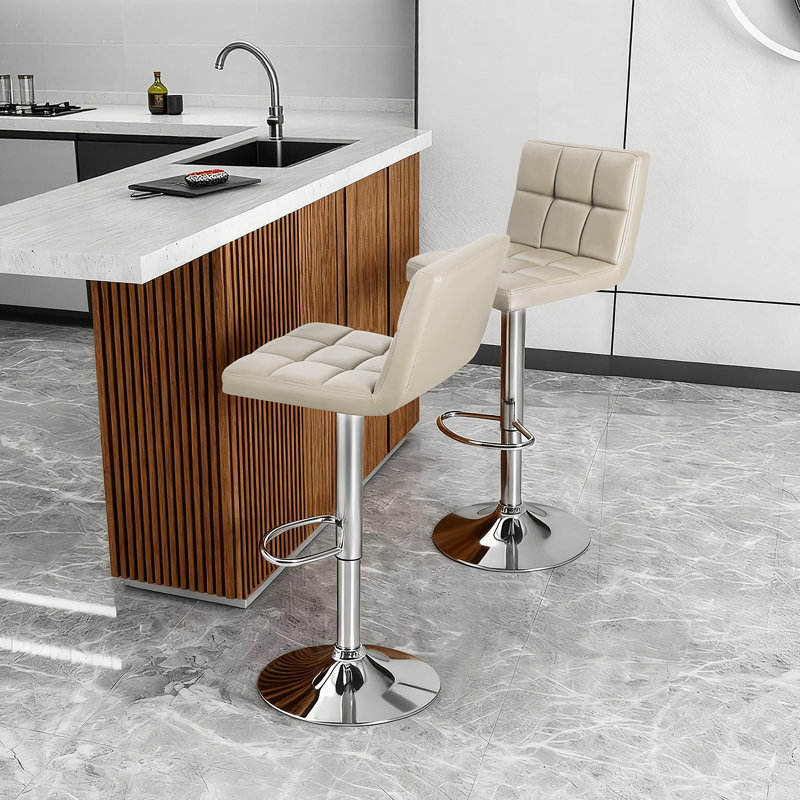 Tabouret de bar pivotant à hauteur réglable Stallcup, Beige