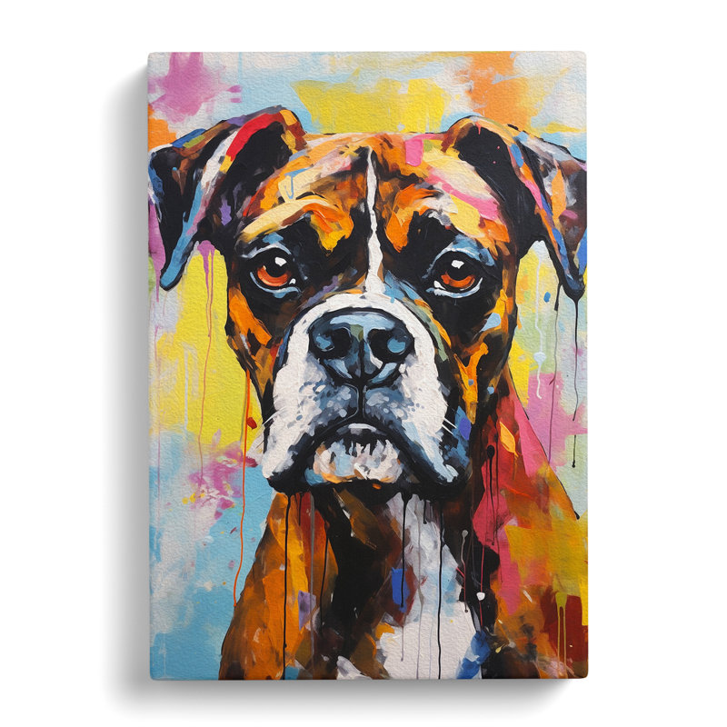 Boxer Dog Gestural - Wrapped Canvas, 60cm H x 40cm W x 3cm D