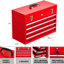 Boîte à outils portative en métal 4 - acier, revêtement rouge, pour coffre de garage et d'entrepôt avec 4 tiroirs - doublure de rouille, garage, entrepôt, travaux extérieurs