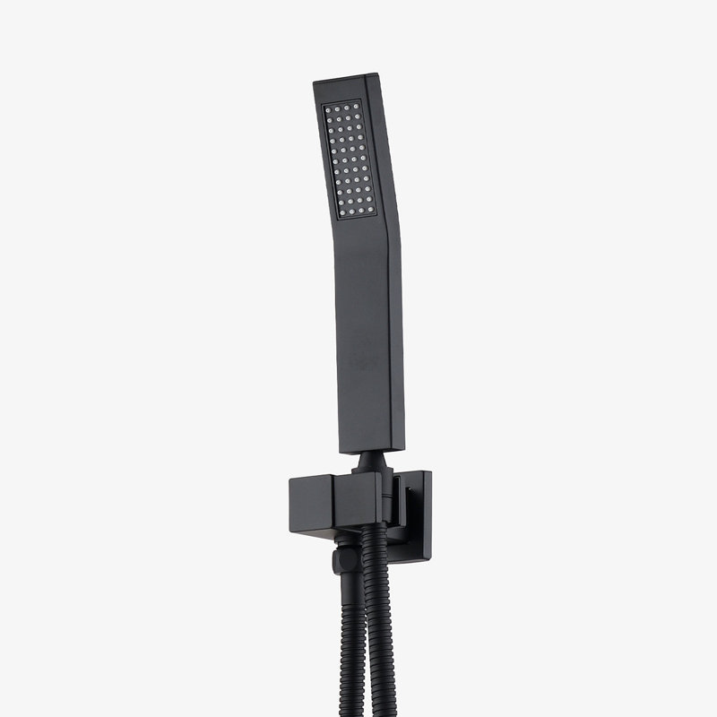 Ceiling Mounted Shower System Combo Set With Handheld And 10"Shower Head, Matte Black