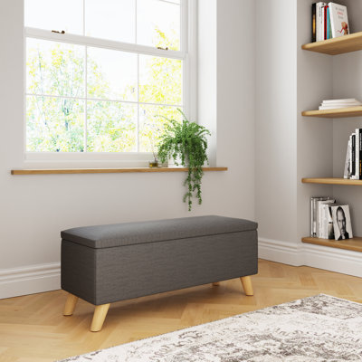 Caver 98cm Wide Rectangle Solid Colour Ottoman with Storage