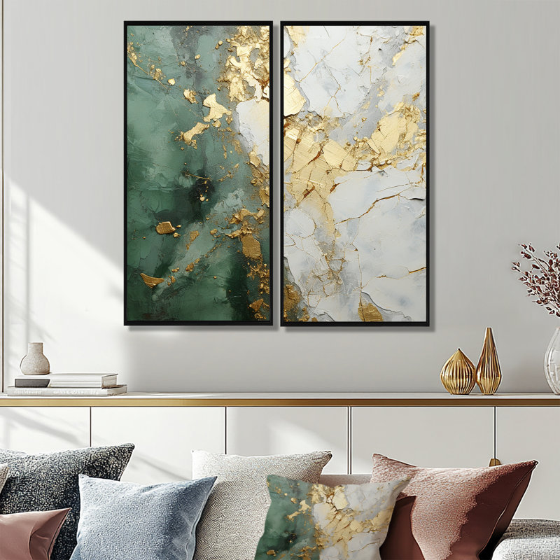 Delaney - Peinture abstraite, art mural, 40" H x 40" W, Impression encadrée flottante, Black