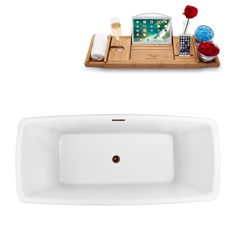 59" x 28" Freestanding Soaking Acrylic Bathtub, Matte Oil Rubbed Bronze