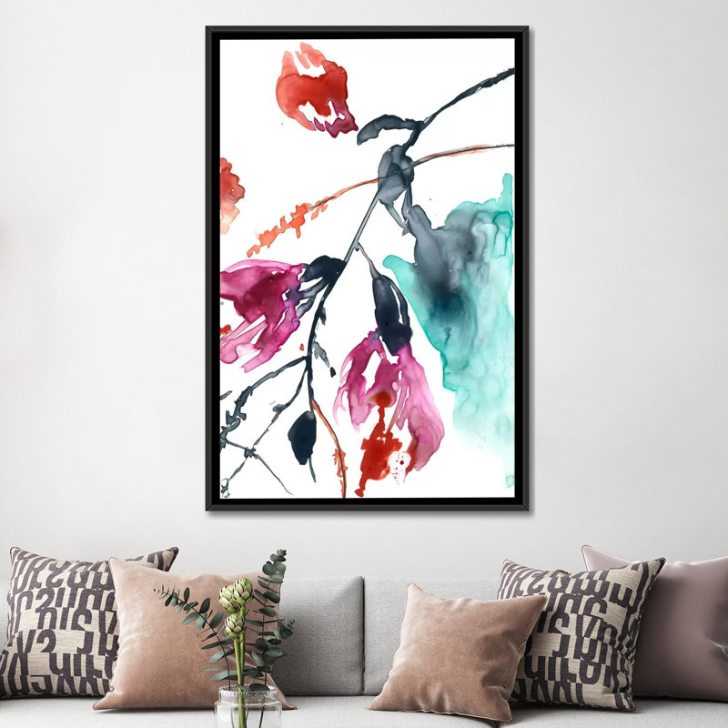 «Hanging Fuchsia II», reproduction sur toile, H 26 po x l 18 po x P 1,5 po, Toile avec cadre noir, Pas de tapis