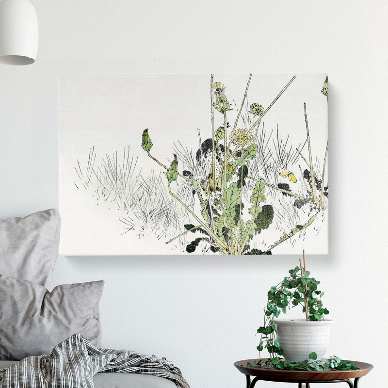 Wild Dandelions by Watanabe Seitei - Wrapped Canvas Painting, 40cm H x 60cm W x 3cm D