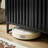 Accent Cabinet with Slatted Grille Striped Door Modern Cabinet High-Quality MDF and Metal Leg