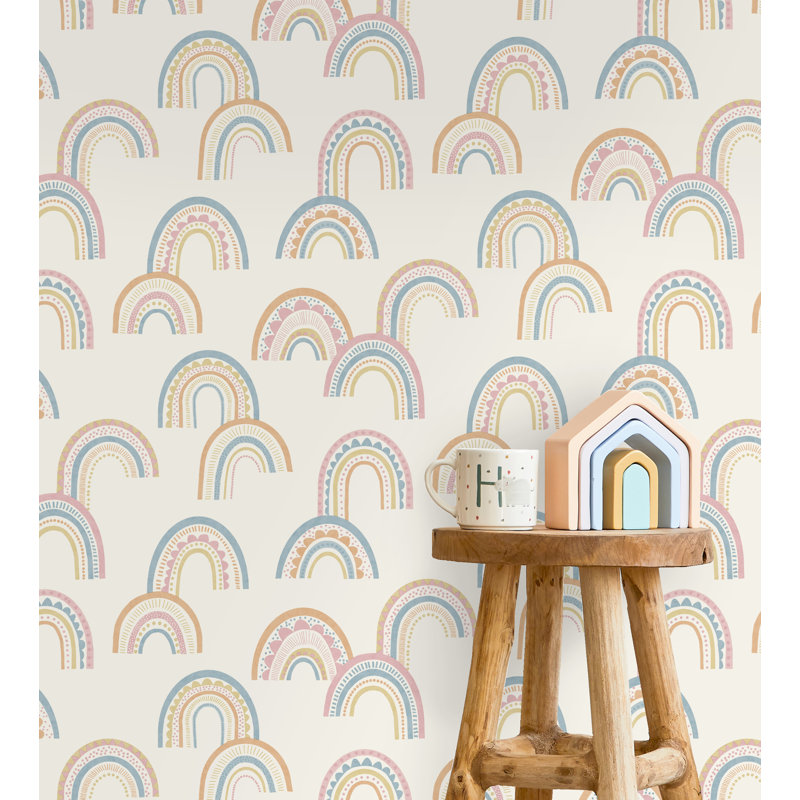 53cm x 10.5cm Matte Wallpaper Roll, Blue/Green/Pink