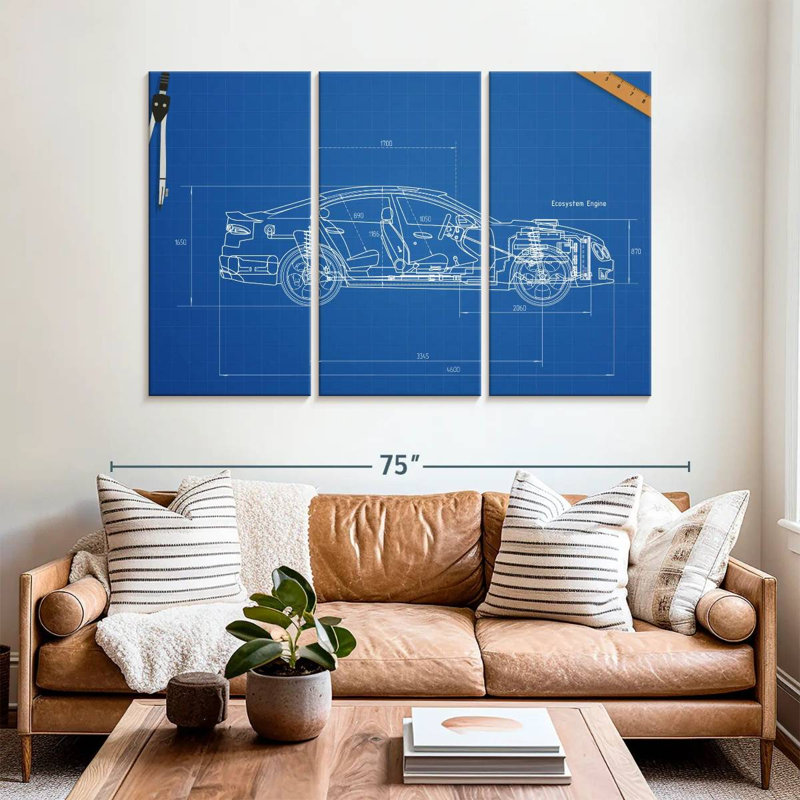 Car Blueprint, 42" H x 65" W