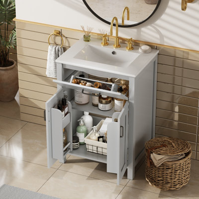 24" Beautiful Bathroom Vanities, Freestanding Bathroom Vanities with Single Sink