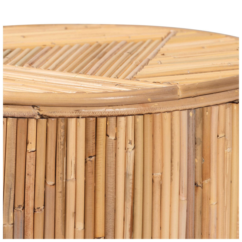 Table de bout moderne en rotin laminé miel moderne l 15,7 po x P 15,7 po x H 16,9 po