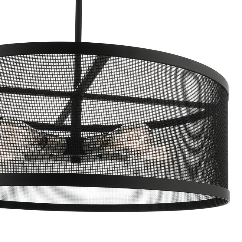 Lustre tambour Spoutnik à 5 lumières Emilia, Noir
