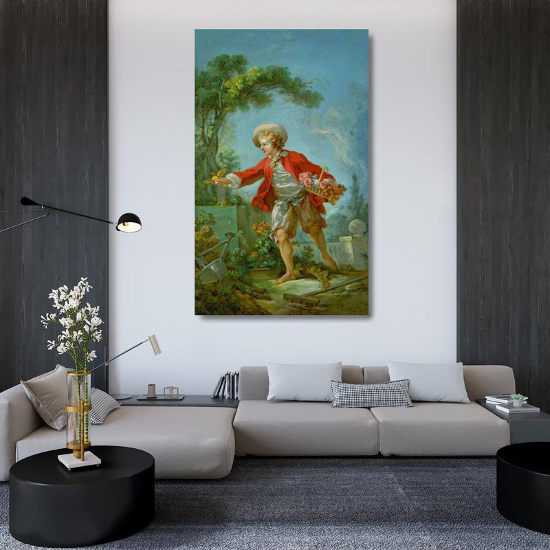 "The Gardener" par Jean-Honoré Fragonard - Toile tendue avec châssis, H 48 po x l 33 po